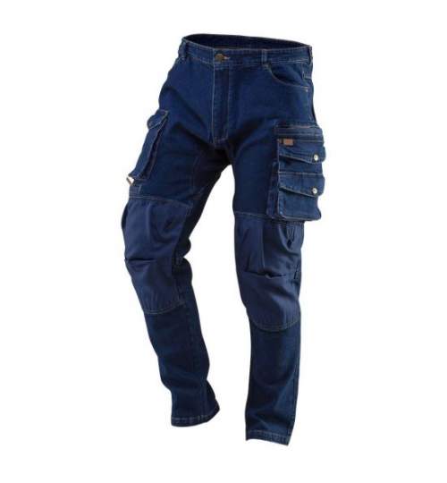 Pantaloni de lucru tip blugi, cu intariri pentru genunchi, model Denim, marimea M/50, NEO MART-81-228-M