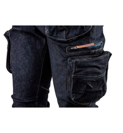 Pantaloni de lucru tip blugi cu 5 buzunare, model Denim, marimea XXXL/58, NEO MART-81-229-XXXL