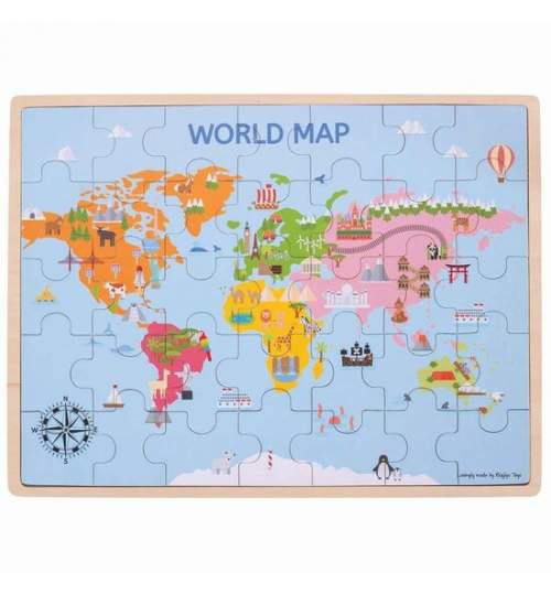 Puzzle din lemn - Harta lumii (35 piese) MART-EDC-134587