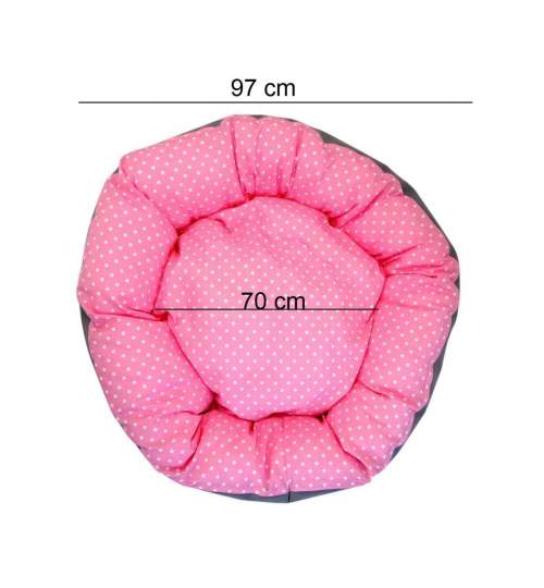 Culcus pentru caine/pisica, model buline, roz, 97 cm MART-360256