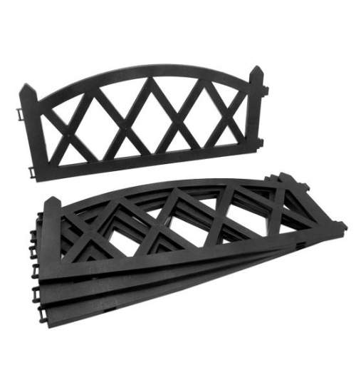 Gard de gradina decorativ, plastic negru, set 4 buc, 59.5x33 cm MART-DOS2378N