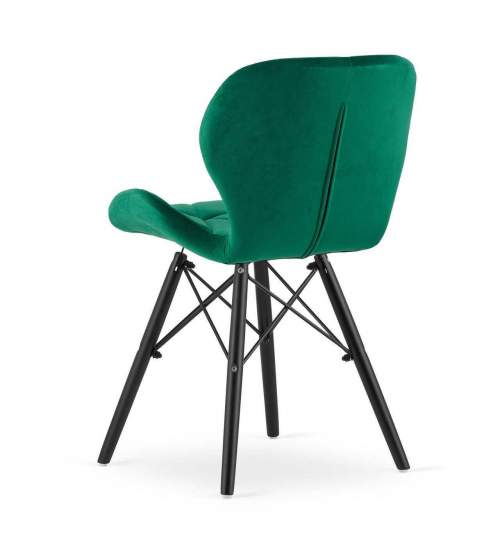 Set 4 scaune stil scandinav, Artool, Lago Velvet, catifea, lemn, verde si negru, 47x36x73.5 cm MART-3749_1S
