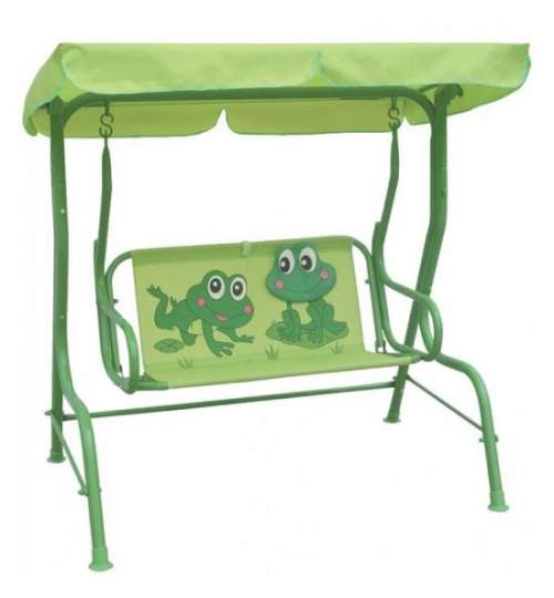 Balansoar/leagan pentru copii, verde, model broscute, 115x75x110 cm, Sandia MART-802418