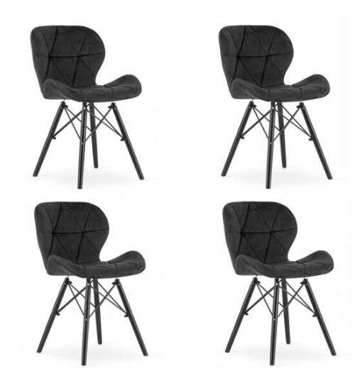 Set 4 scaune stil scandinav, Artool, Lago Velvet, catifea, lemn, negru, 47x36x73.5 cm MART-3750_1S