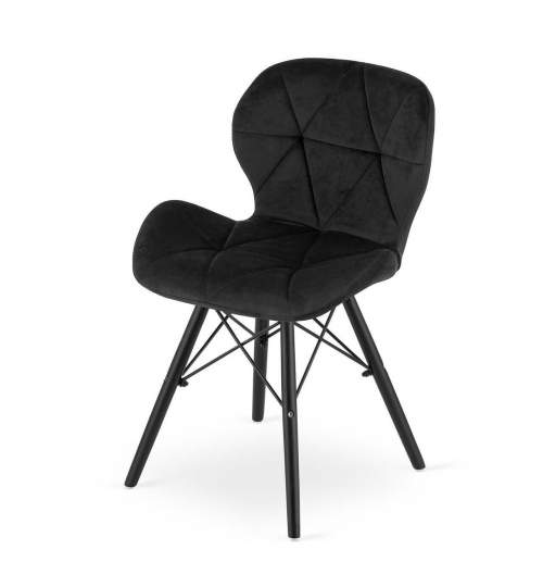 Set 4 scaune stil scandinav, Artool, Lago Velvet, catifea, lemn, negru, 47x36x73.5 cm MART-3750_1S