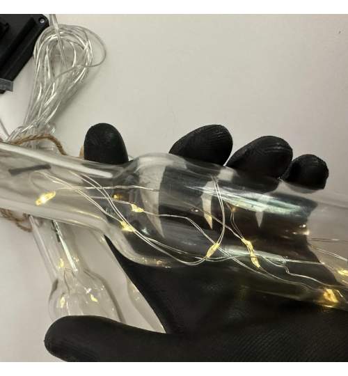 Set 4 lampi solare sticla cu dop si sfoara, cablu 7 m FMG-KS-70228