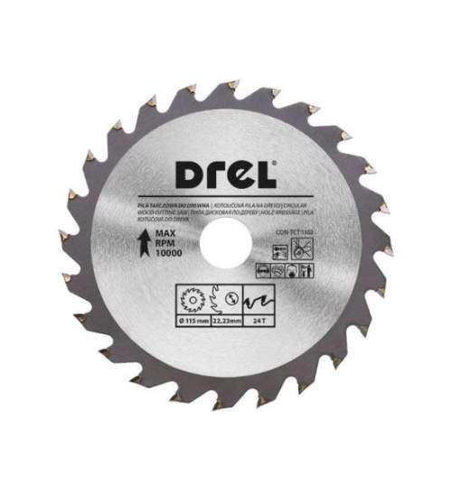 Disc circular vidia, 24 dinti, 115 mm, Drel MART-CON-TCT-1102
