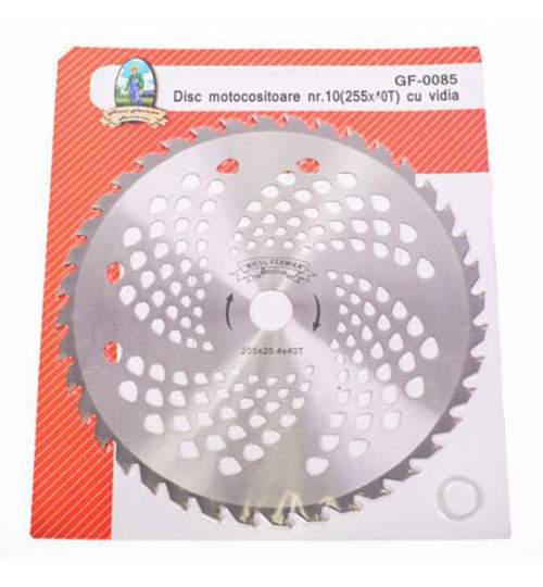 Disc circular vidia pentru motocoasa/trimmer, Micul Fermier, 255x25.4 mm, 40 dinti MART-GF-0085