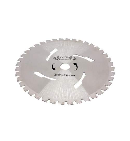 Disc circular vidia pentru motocoasa/trimmer, Micul Fermier, taiere arbusti, 255x25.4 mm, 40 dinti MART-GF-1521