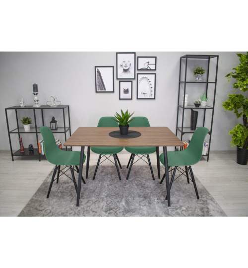 Set 4 scaune stil scandinav, Artool, Osaka, PP, lemn, verde si negru, 46x54x81 cm MART-3594_1S