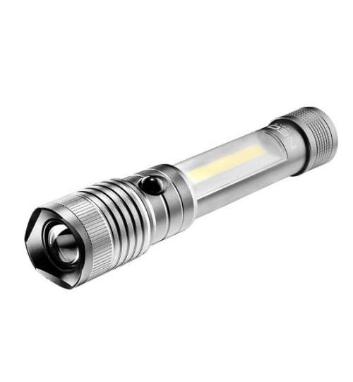 Lanterna de inspectie din aluminiu 2 in 1, zoom, magnet 4xAAA, NEO MART-99-100
