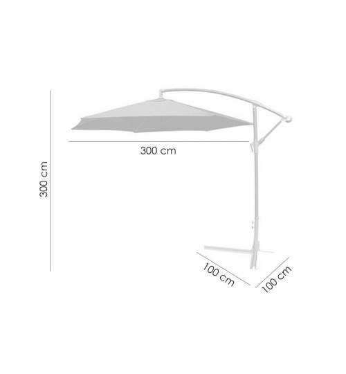 Umbrela gradina/terasa, articulatie tip banana, bordo, 300 cm, Victoria MART-802059