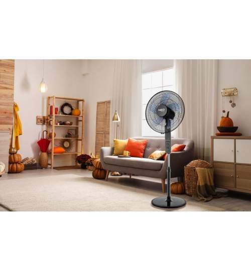 Ventilator cu picior, 45 W, telecomanda, 3 viteze, 40 cm, NEO MART-90-002