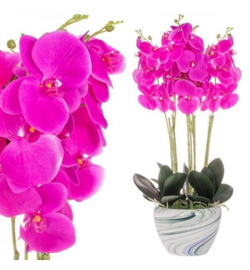 Orhidee arificiala cu ghiveci din ceramica, roz, 75 cm, Springos MART-HA4348