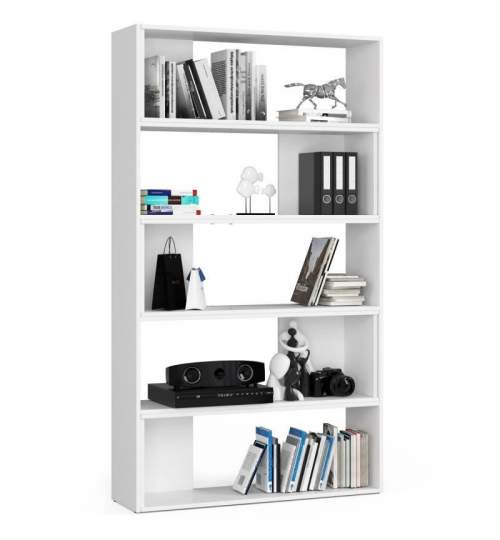 Biblioteca, placa laminata, 2 module, 2x5 rafturi, alb, 182 cm, Twist MART-384146-AK