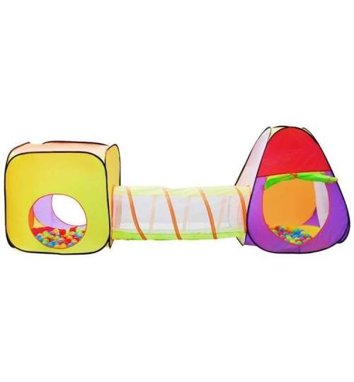 Cort de joaca pentru copii, 3 in 1, igloo si cub, cu tunel, 200 bile, husa, 280x83x100 cm MART-00002880-IS