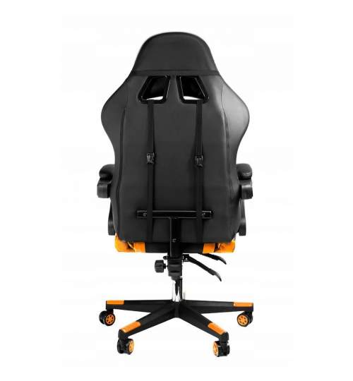 Scaun de gaming, cu perna lombara, portocaliu si negru, 65x67x112 cm + mousepad cadou, Aragon MART-CM-439931