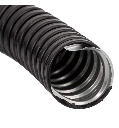 Tub flexibil, copex metalic Strend Pro, izolatie PVC, diametru 16 mm, Negru, 50m, galvanizat FMG-900.002.016