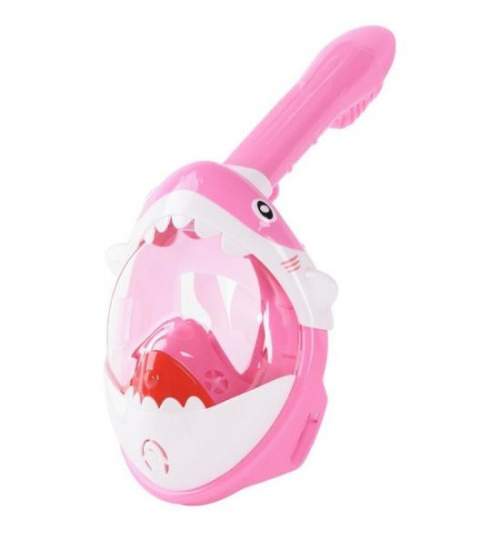 Masca snorkeling cu tub pentru copii model rechin, roz MART-8050179