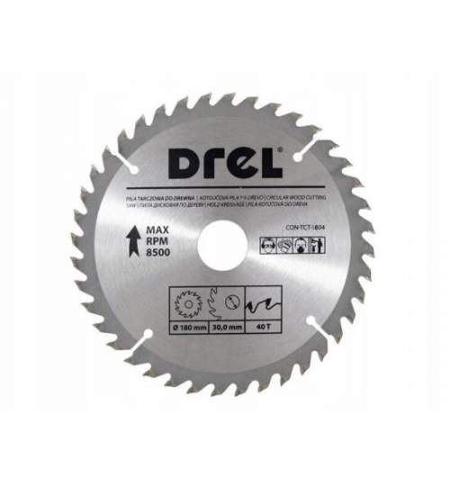 Disc circular vidia, 40 dinti, 180 mm, Drel MART-CON-TCT-1804