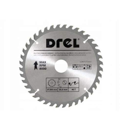 Disc circular vidia, 40 dinti, 200 mm, Drel MART-CON-TCT-2004