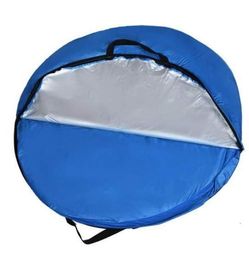 Cort plaja, cu protectie UV, husa, albastru, 150x100x80 cm, Isotrade MART-00001948-IS