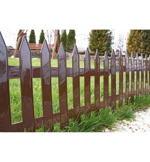 Gard de gradina decorativ, din plastic, maro, set 7 buc, 3.2 m x 35 cm MART-IPLSU-R222