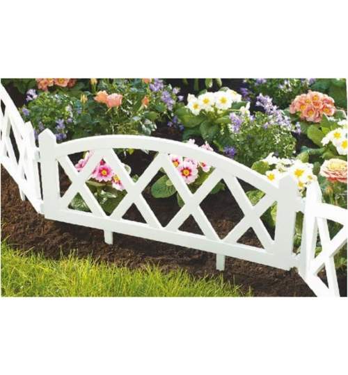 Gard de gradina decorativ, plastic alb, set 4 buc, 59.5x33 cm MART-DOS2378A