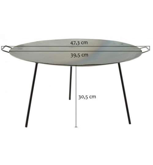 Disc pentru gratar, metalic, cu picioare, 39.5x30.5 cm, Perfect Home MART-53011