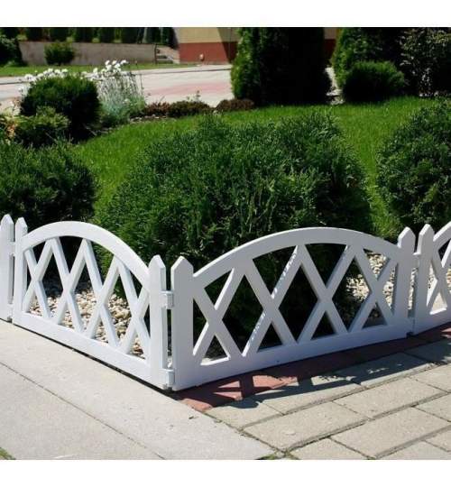 Gard de gradina decorativ, plastic, alb, set 4 buc, 59.5x33 cm MART-DOS2378