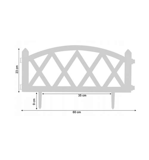 Gard de gradina decorativ, plastic, alb, set 4 buc, 59.5x33 cm MART-DOS2378