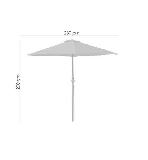 Umbrela plaja, cu manivela, gri antracit, 230 cm, Zoe MART-802297