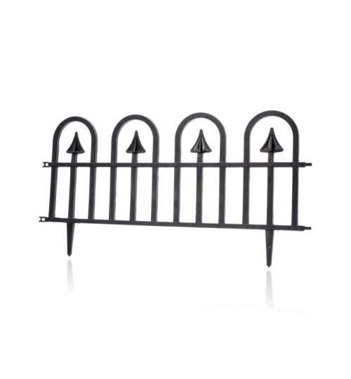 Gard de gradina decorativ, plastic negru gothic, set 4 buc, 60x31 cm MART-DOS2354N