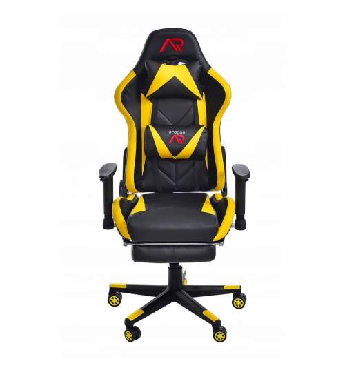 Scaun de gaming galben-negru cu suport de picioare MART-CM-439498