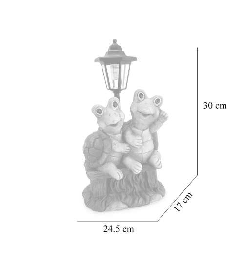 Decoratiune gradina, ceramica, lampa solara, broscute cu felinar, 24.5x17x30 cm MART-GOT1651