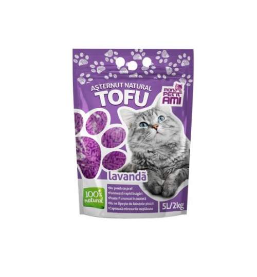 Asternut igienic natural pentru pisici, din tofu, 100% absorbant, biodegradabil, parfum lavanda, 5 L/2 kg MART-7207