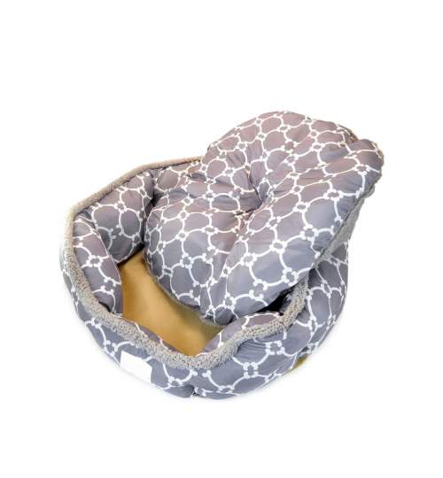 Culcus moale, pentru caine/pisica, perna detasabila, gri, 57x52x18 cm MART-DBED2545