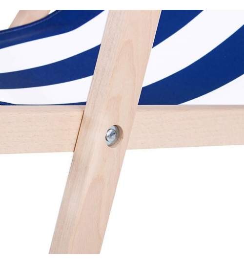 Sezlong pentru gradina, lemn, reglabil, pliabil, dungi, alb-albastru, 58x124 cm, Springos MART-DC001WHBL