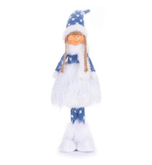 Decoratiune iarna, fata cu rochita tricotata si puf, albastru si gri, 14x11x51 cm MART-8091240
