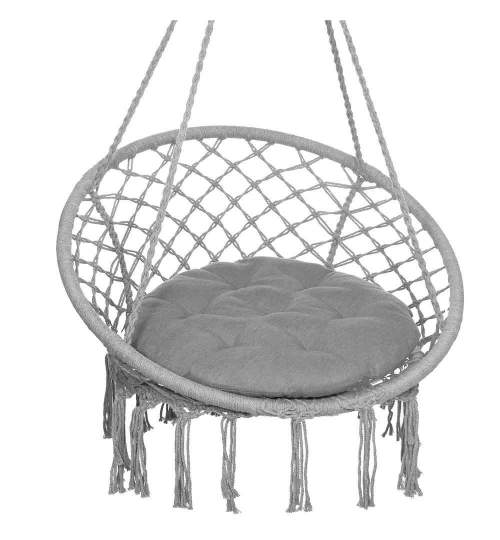 Hamac brazilian, tip scaun, cu perna, gri, max 150 kg, 79x80x120 cm, Springos MART-SPR0027