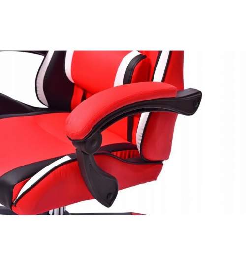 Scaun de gaming, cu perna lombara, rosu si negru, 65x67x112 cm + mousepad cadou, Aragon MART-CM-439894