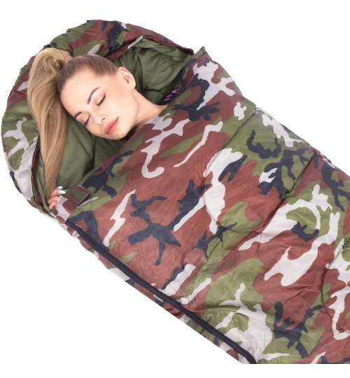 Sac de dormit, turistic, 2 in 1, camuflaj, 210x73 cm, Springos MART-CS0041