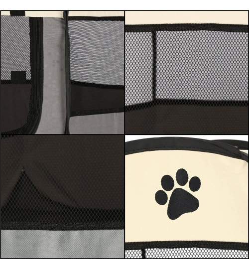 Tarc pentru animale de companie, textil, pliabil, acoperis detasabil, negru si bej, 73x73x43 cm, Springos MART-PA1024
