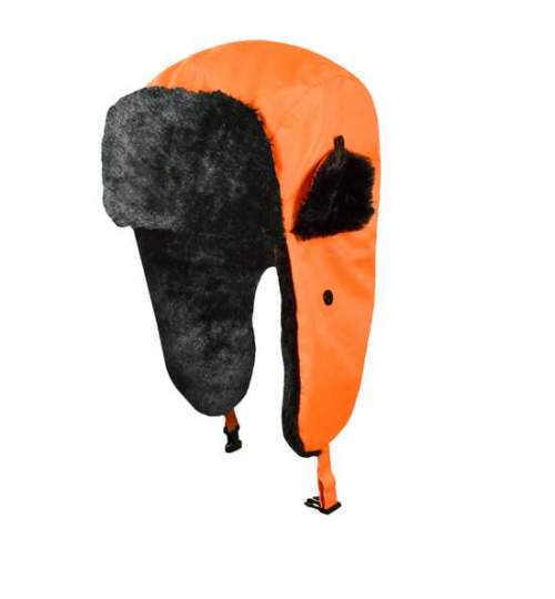 Caciula iarna de lucru cu protectie pentru urechi, matlasata, portocaliu fluorescent, marimea 59, ART.MAS MART-798096