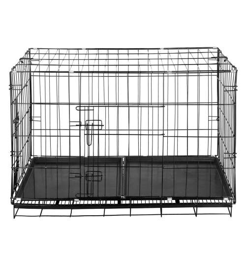 Cusca pentru animale de companie, Springos, metal, plastic, pliabila, negru, 100x60x70 cm MART-PA1016
