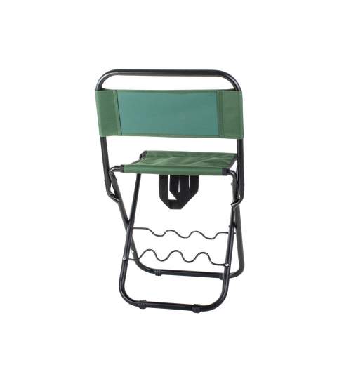 Scaun pliabil pentru pescuit, Verk Group, cu suport undita, verde, 35x27x60 cm MART-01679_Z