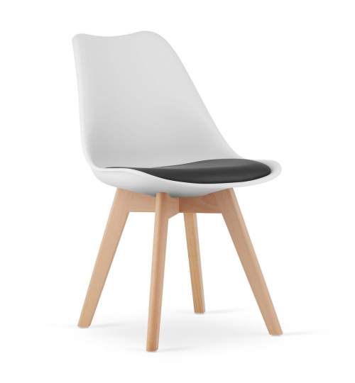 Set 4 scaune stil scandinav, Artool, Mark, PP, lemn, alb, perna neagra, 49x43x82 cm MART-3784_1S