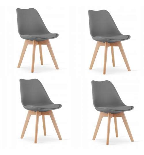 Set 4 scaune stil scandinav, Artool, Mark, PP, lemn, grafit, 49x43x82 cm MART-3318_1S