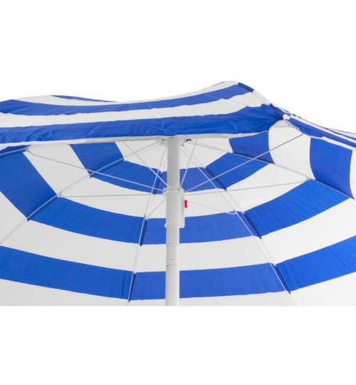 Umbrela plaja, Strend Pro, cu inclinatie, model dungi, albastru si alb, 180 cm MART-802571