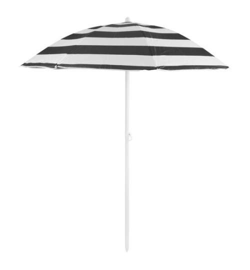 Umbrela plaja, Strend Pro, cu inclinatie, model dungi, negru si alb, 180 cm MART-802572